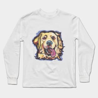 Golden Retriever Dog Bright colorful pop dog art Long Sleeve T-Shirt